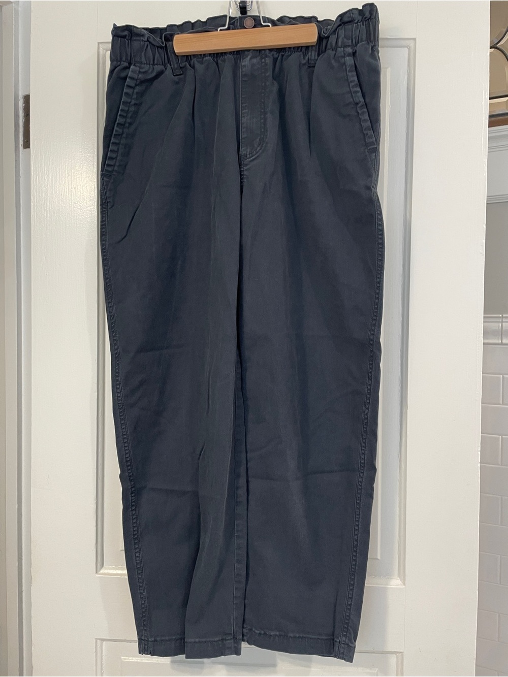 Universal Thread Charcoal Elastic Paper Bag Waist Straight-Leg Pants